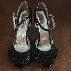 Steve Madden Black Heels with Ankle Strap and Peep-Toe